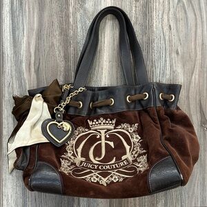 Juicy Couture Brown and Black Suede Tote